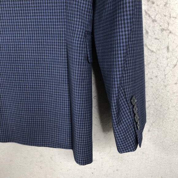 Calvin Klein Blazer Mens 38R Blue Check 100% Wool Extreme Slim Fit Jacket Coat - Picture 14 of 16